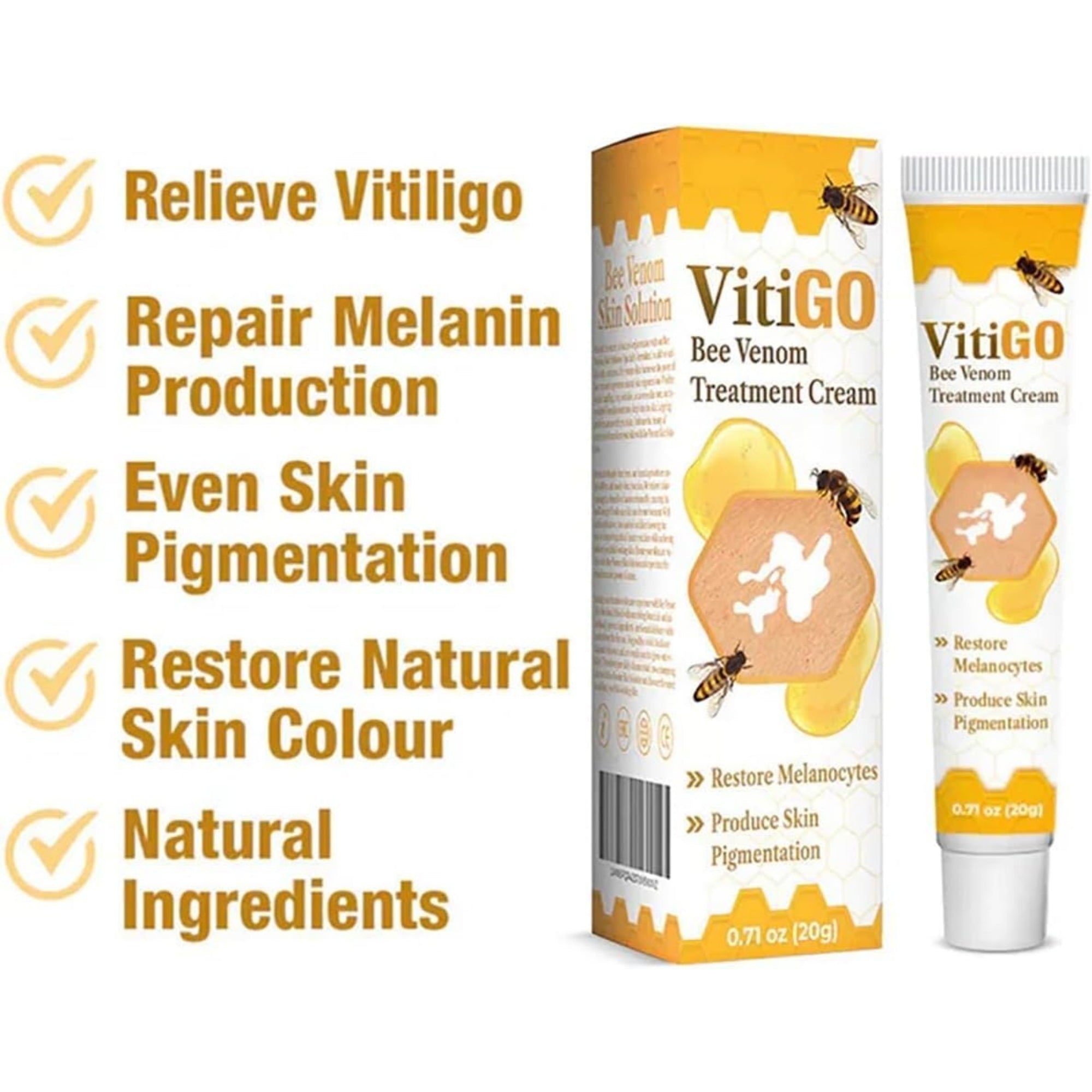Vitigo Bee Venom Treatment Cream | Natural Skin Repair Hydration Relief Anti-Irritation - Essence Trove