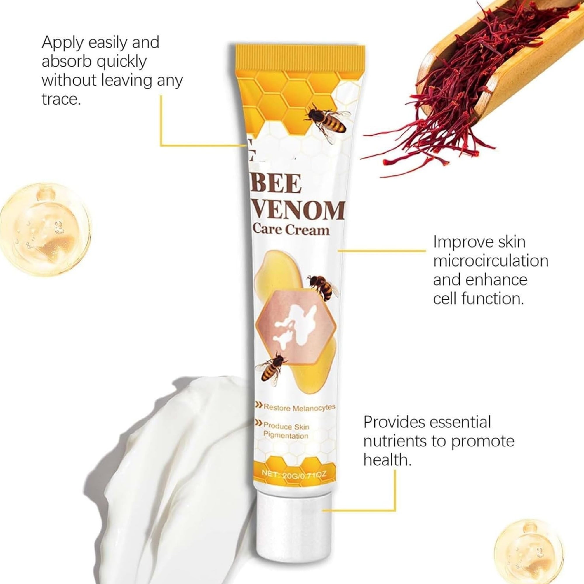 Vitigo Bee Venom Treatment Cream | Natural Skin Repair Hydration Relief Anti-Irritation - Essence Trove